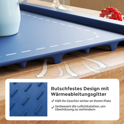 Electric Food Warming Mat, Silicone, Adjustable Temp, Blue
