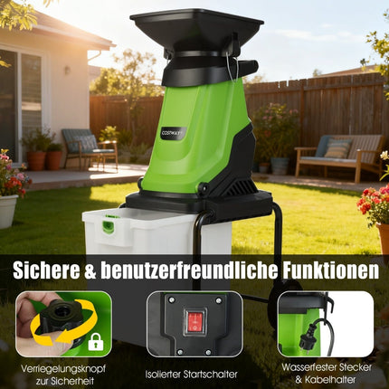 Electric Garden Shredder, 3000W, 50L Bin, 45mm Cut Diameter