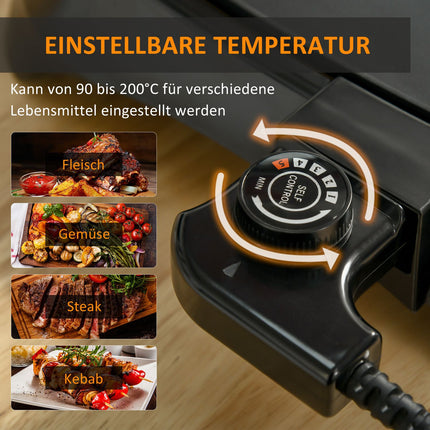 Electric grill, non-stick plate, adjustable thermostat, 1600W