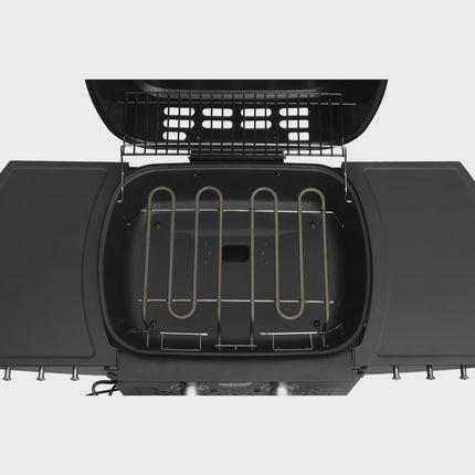Electric Grill with Cart, Dual Zones, 2300W, Cast Iron Grates