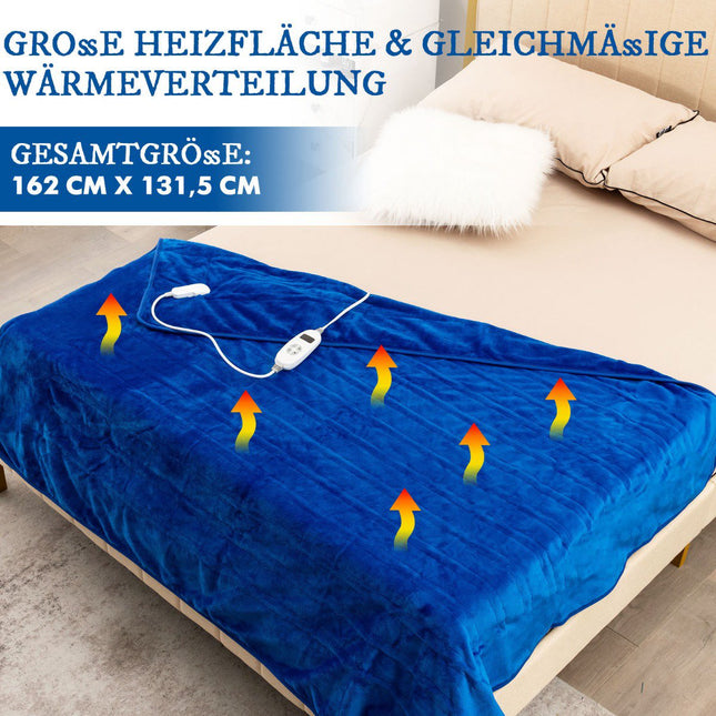 Electric Heated Throw Blanket, 9 Heat, 9h Timer, Blue