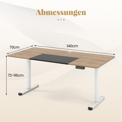 Electric Height Adjustable Desk, 140x70 cm, Beige