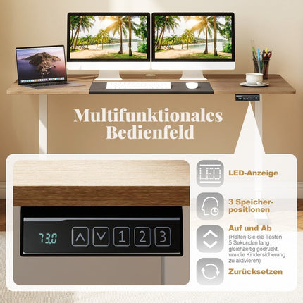 Electric Height Adjustable Desk, 140x70 cm, Beige