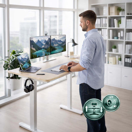 Electric Height-Adjustable Desk, Wood Look, 120x60 cm