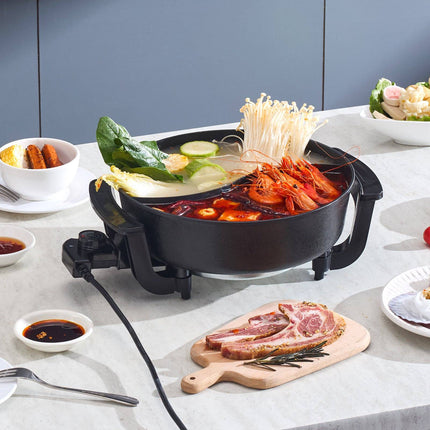 Electric Hot Pot 5L With Divider, 1360W Temp Control