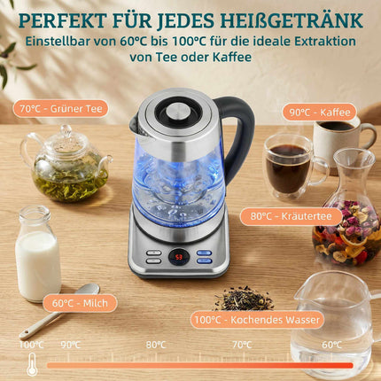 Electric Kettle 1.7L, 2200W, Glass, Strix Thermostat, Tea Infuser