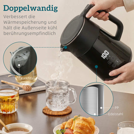 Electric Kettle 1.7L, 2200W, LED Display, Keep Warm, Auto Shut-Off