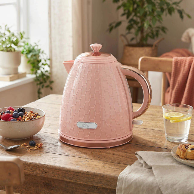Electric Kettle 1.7L, Fast Boil, 2200W, Cordless, Pink