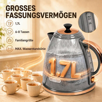 Electric Kettle, 2200W, 1.7L, Grey, Fast Boil, Filter