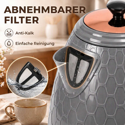 Electric Kettle, 2200W, 1.7L, Grey, Fast Boil, Filter