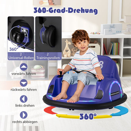 Electric Kids Bumper Car with LED Lights, Purple