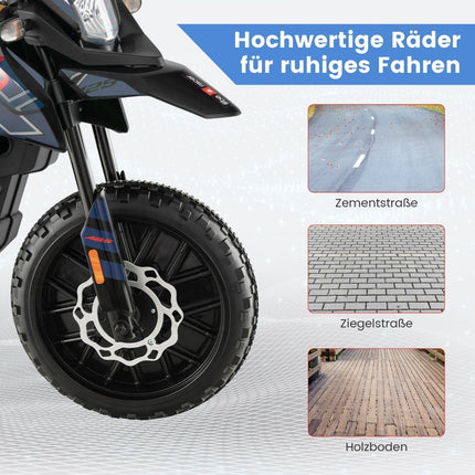 Electric Kids Motorcycle with Training Wheels, Music, 12V Battery