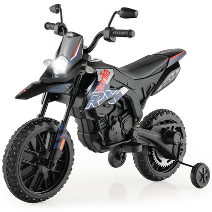 Electric Kids Motorcycle with Training Wheels, Music, 12V Battery