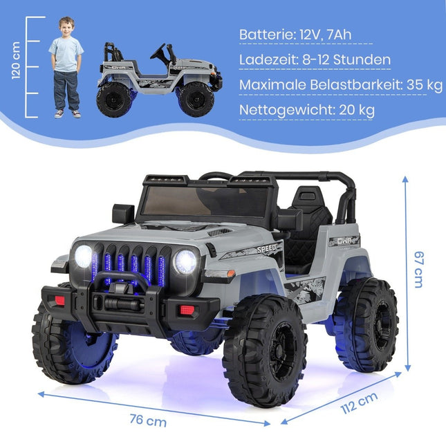 Electric Kids Ride-On Car with Remote, MP3, 12V, Gray