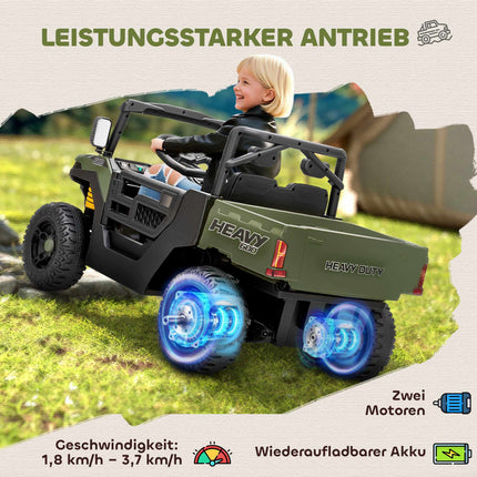 Electric Kids UTV, 2 Motors, Music Function, Green