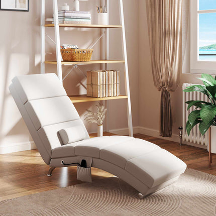 Electric Massage Recliner Chair, Cream White, Heat & Vibration
