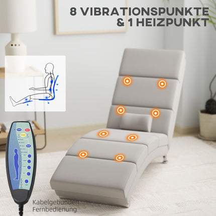 Electric Massage Recliner Chair, Cream White, Heat & Vibration