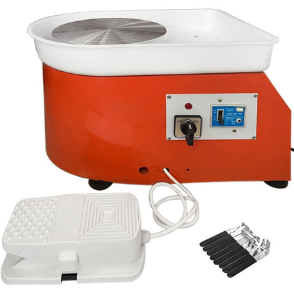 Koło garncarskie elektryczne 25 cm, 280 W, pedał nożny, zestaw narzędzi
