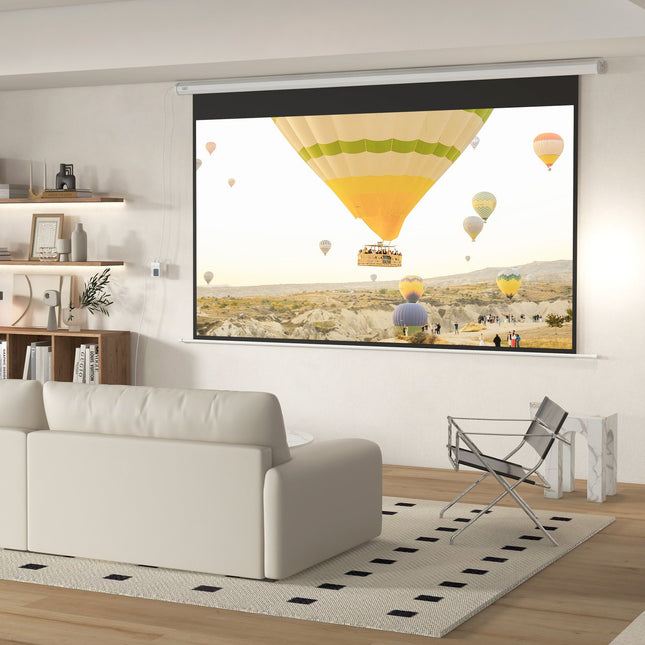 Electric projector screen 266x149 cm, 16:9 with remote control