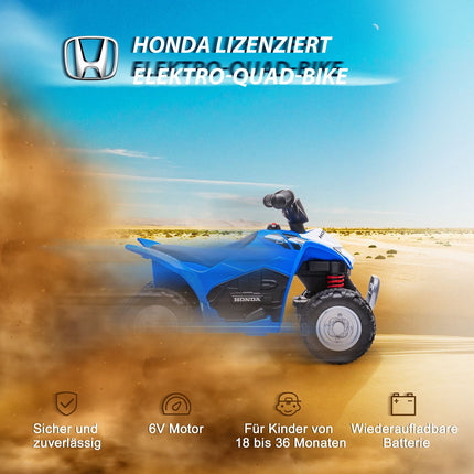 Electric quad bike for children with LED and horn, metallic blue