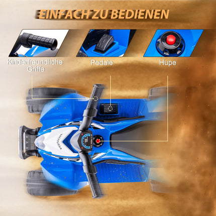 Electric quad bike for children with LED and horn, metallic blue