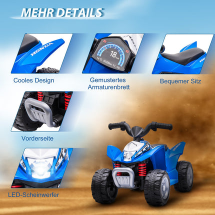 Electric quad bike for children with LED and horn, metallic blue