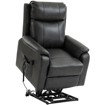 Electric Recliner Chair, Black Faux Leather, Dual Motor