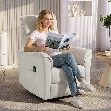 Electric Recliner Chair with Adjustable Headrest, Cream White