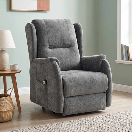 Electric Recliner Chair with Lift Assist, Dark Grey Chenille