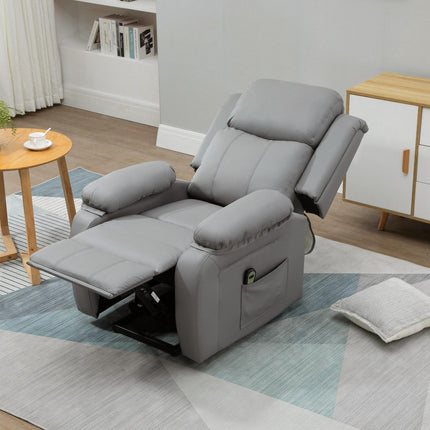 Electric Recliner Chair with Lift, Faux Leather, Grey