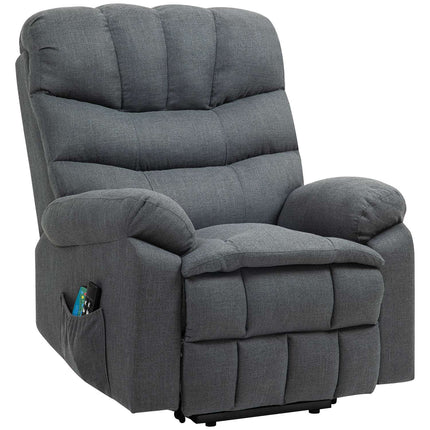 Electric Recliner Chair with Lift, Massage, Dark Grey Fabric