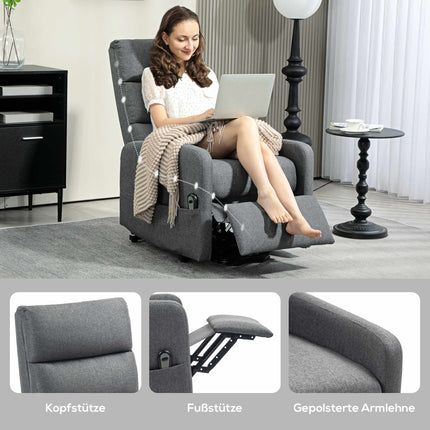 Electric Recliner Chair with Lift, Remote, Linen Look, Gray