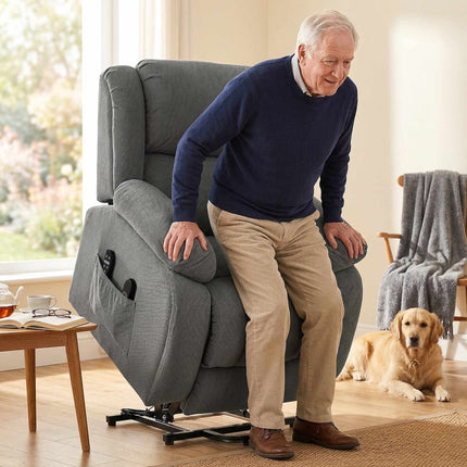 Electric Recliner Chair with Massage & Heat, Grey Velvet