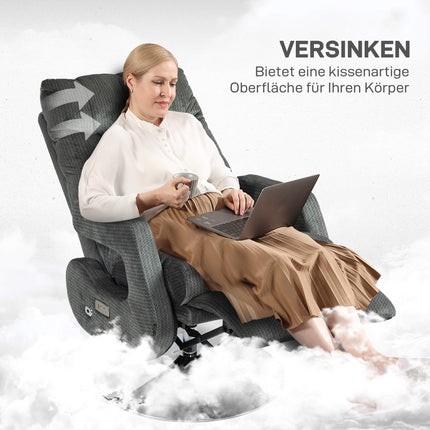 Electric Recliner Chair with USB, Velvet, Swivel, Grey