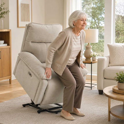 Electric Recliner with Massage & Heat, Cream Chenille Fabric