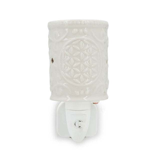 Electric Scented Lamp, Ceramic, White, Floral Design