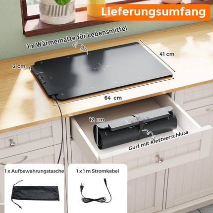 Electric Silicone Food Warming Mat, Fast Heating, 64x41 cm