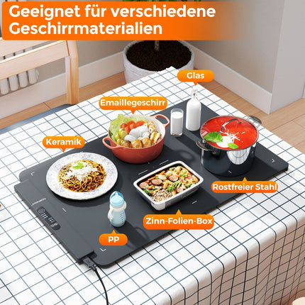 Electric Silicone Food Warming Mat, Fast Heating, 64x41 cm
