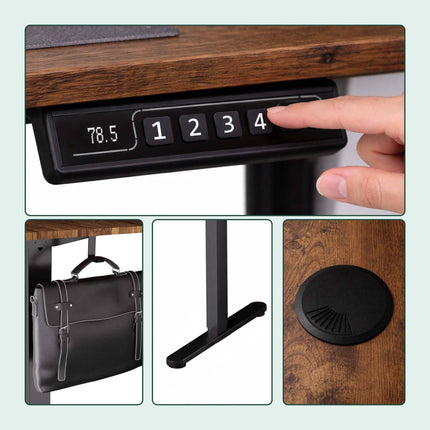 Electric Sit-Stand Desk, Wood-Effect Top, Memory Presets