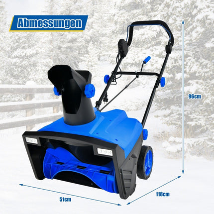 Electric Snow Blower with LED Lights Clearing Machine 118 x 51 x 96 cm Blue + Black