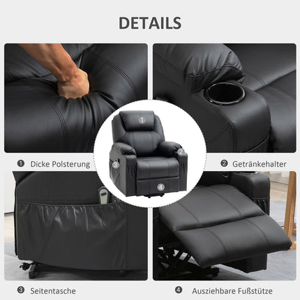 Electric reclining massage chair with stand-up assist