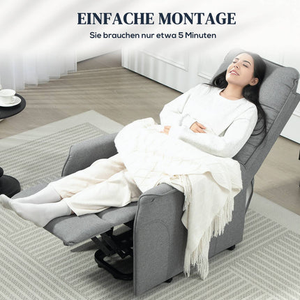 Electric recliner, linen, remote control, side pocket, gray