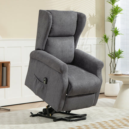 Electric recliner with standing aid and side pocket