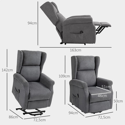 Electric recliner with standing aid and side pocket