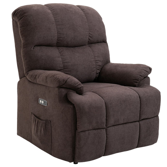 Reclining electric TV chair with USB, footrest, dark grey