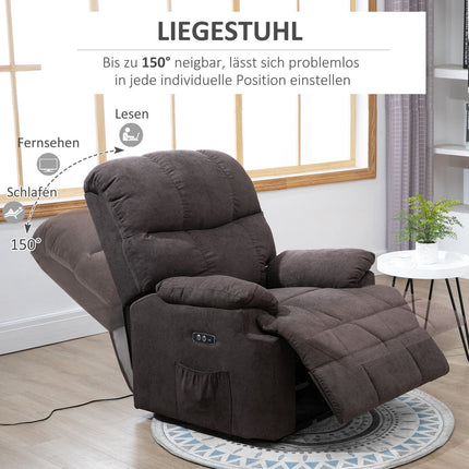 Reclining electric TV chair with USB, footrest, dark grey
