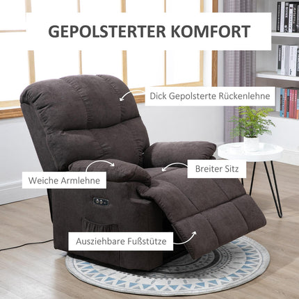 Reclining electric TV chair with USB, footrest, dark grey