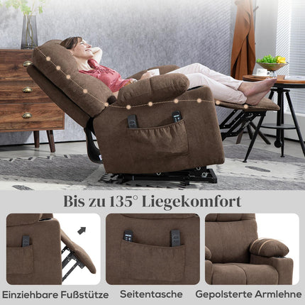 Electric recliner with heating, massage and lifting assistance