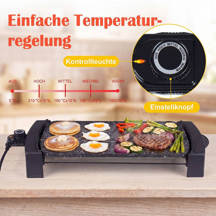 Electric Tabletop Grill, 2150W, Dual Zone, Non-Stick, 44x24 cm
