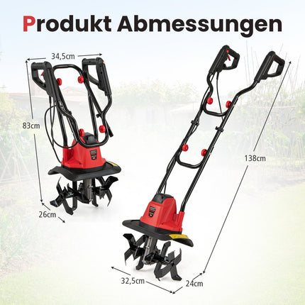 Electric Tiller 750W – 32cm Width, 22cm Depth, Safety Switch